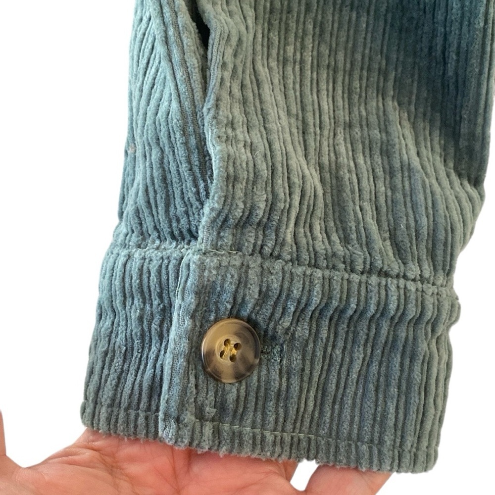 Anthropology Avec Les Filles Tegan Corduroy L Green 2Pockets Collar Button Front - Picture 3 of 9